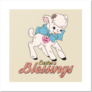 Easter Blessings - Cute Easter lamb Posters and Art